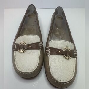 Aerosoles Nu Moon Taupe Combo Brown and White Loafers Size 5.5M